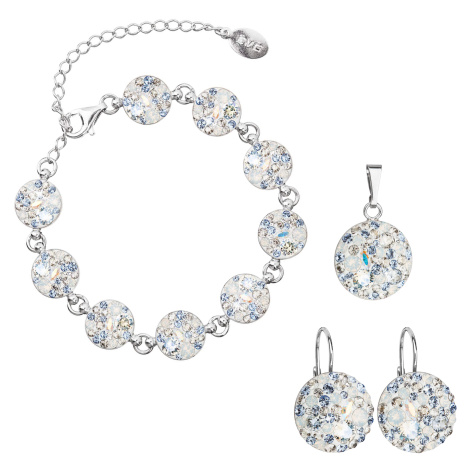 Evolution Group Sada stříbrných šperků náušnice přívěsek a náramek kulatá modrá AG SADA 10 lt. s