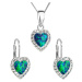 Evolution Group Srdíčková souprava šperků s krystaly Preciosa 39161.1 & green s.opal (náušnice, 