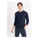 DEFACTO Slim Fit Crew Neck Long Sleeve Basic Pajama Top