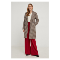 Kabát Answear Lab dámský, hnědá barva, přechodný, dvouřadový