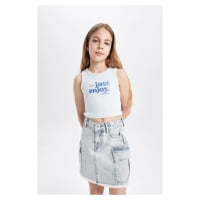 DEFACTO Girl's Crew Neck Printed Undershirt