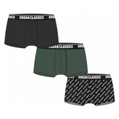 Boxer Shorts 3-Pack - darkgreen+black+branded aop Urban Classics
