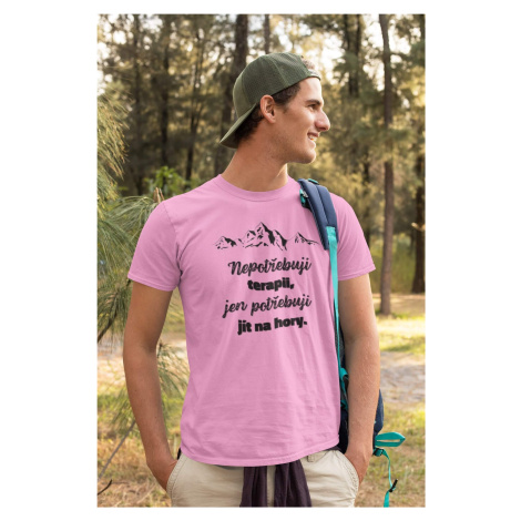 MMO Pánské tričko Nepotřebuji terapii Barva: Ružová
