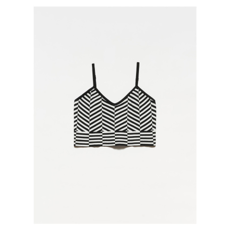 Dilvin 10184 Strappy Knitwear Undershirt Crop-black