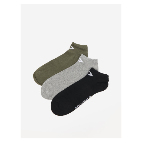 Sada tří párů pánských ponožek v khaki, šedé a černé barvě Converse