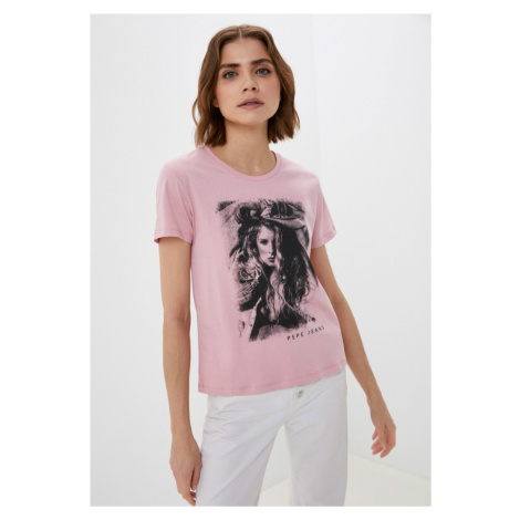 Pepe Jeans dámské růžové triko  LIANA s potiskem