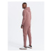 BASIC men's cotton sweatshirt set unbuttoned sweatshirt + joggers - dark pink V4 Z86