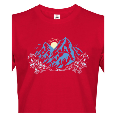 Pánské tričko pro turisty a cestovatele s potiskem alpských hor BezvaTriko