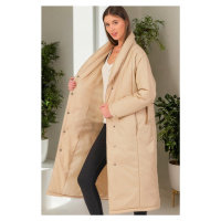 Z6688 DEWBERRY WOMEN'S COAT-PLAIN BEIGE