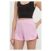 Kraťasy Guess KIARA dámské, růžová barva, s aplikací, high waist, V4GD16 FL04P