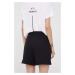 Bavlněné šortky Armani Exchange dámské, černá barva, s aplikací, high waist