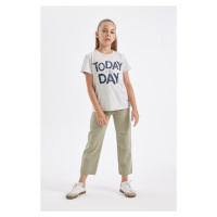 DEFACTO Girl's Straight Fit Wide Leg Cotton Trousers