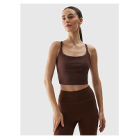 Dámský crop top na jógu z recyklovaných materiálů 4F - hnědý