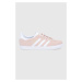 Semišové boty adidas Originals Gazelle H01512 růžová barva, na plochém podpatku