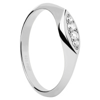 PDPAOLA Elegantní stříbrný prsten se zirkony Gala Vanilla AN02-A52