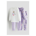 H & M - Bavlněné pyžamo's potiskem: balení po 2 - fialová