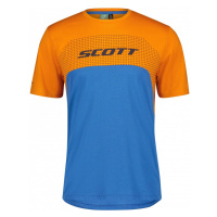 SCOTT Cyklistický dres s krátkým rukávem - TRAIL FLOW DRI SS - oranžová/modrá