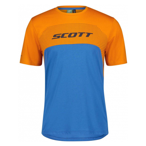 SCOTT Cyklistický dres s krátkým rukávem - TRAIL FLOW DRI SS - oranžová/modrá
