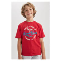 DEFACTO Boys' Crew Neck Printed Short Sleeve T-Shirt