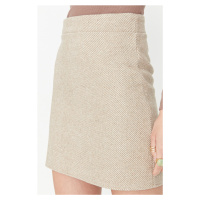 Trendyol Beige A-line Stamp Fabric Mini Woven Skirt