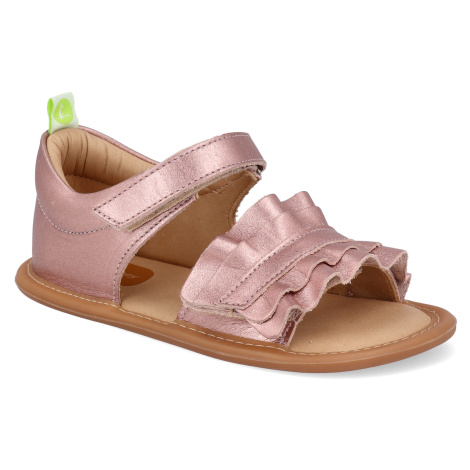 Barefoot dětské sandály Tip Toey Joey - Ruffy rose gold růžové