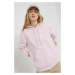 Mikina HUGO dámská, růžová barva, s kapucí, s aplikací