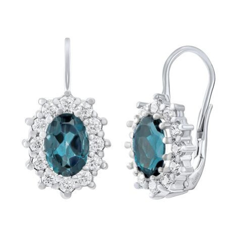 SILVEGO Stříbrné náušnice Kate s přírodním London Blue topazem a Brilliance Zirconia SILVEGOB315