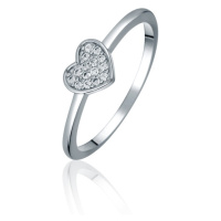 JVD Romantický stříbrný prsten se srdíčkem SVLR0980X61BI