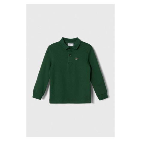 Dětská bavlněná košile s dlouhým rukávem Lacoste zelená barva