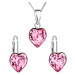 Sada šperků s krystaly Swarovski náušnice, řetízek a přívěsek růžové srdce 39141.3