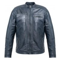 MAX Pánská kožená bunda 5032 šedo - modrá