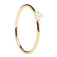 PDPAOLA Elegantní pozlacený prsten s perlou Solitary Pearl Essentials AN01-160 50 mm