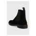 Semišové kotníkové boty BOSS Calev pánské, černá barva, 50497739