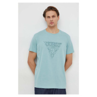 Bavlněné tričko Guess tyrkysová barva, s aplikací, M4RI27 K8FQ4