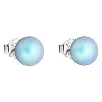 Evolution Group Stříbrné náušnice pecka se světle modrou matnou Swarovski perlou 31142.3