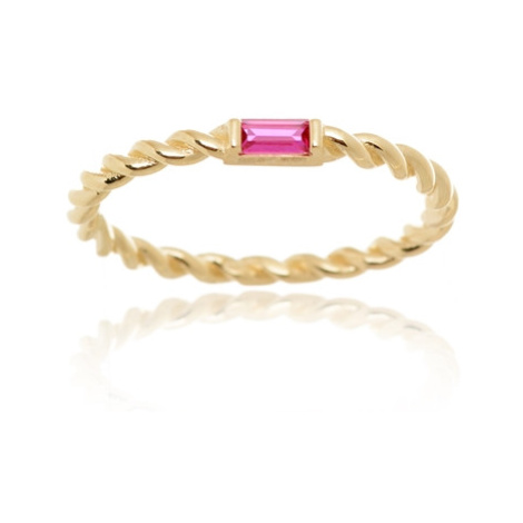 Dámský prsten ze žlutého zlata s rubínkem PR0669F + DÁREK ZDARMA Ego Fashion