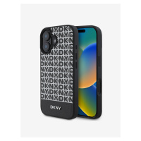 DKNY PU Leather Repeat Pattern Bottom Stripe MagSafe Zadní Kryt pro iPhone 16 Plus Black