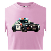 Dětské tričko s policejním autem - krásný barevný motiv s plnými barvami