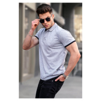 Madmext Basic Gray Polo Neck T-Shirt 5885