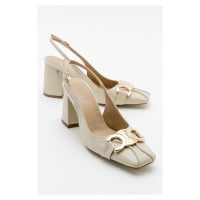 LuviShoes Forlev Women's Ecru Beige Skin Heels Shoes