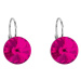 Stříbrné náušnice visací s krystaly Swarovski růžové kulaté 31106.3 Fuchsia