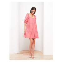 LC Waikiki Square Collar Plain Balloon Sleeve Women's Dress