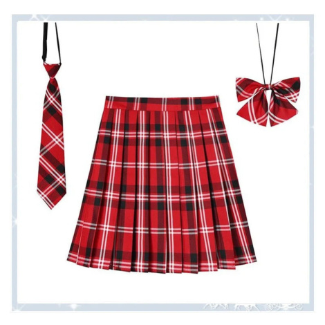 Dámská kostkovaná sukně s kravatou a mašlí