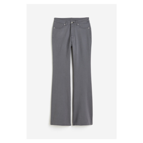 H & M - Keprové kalhoty Flared - šedá H&M