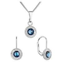 Evolution Group Sada šperků s krystaly Swarovski náušnice a přívěsek tmavě modré kulaté 39109.3 