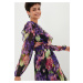 Bonprix BPC SELECTION šifonové šaty s květy Barva: Černá, Mezinárodní