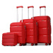 KONO Set 4 kufrů z polypropylenu - 15L, 44L, 77L, 111L - červený