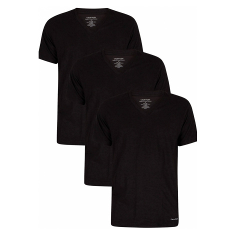 Pánské tričko Calvin Klein NB4012 3 PACK Černá