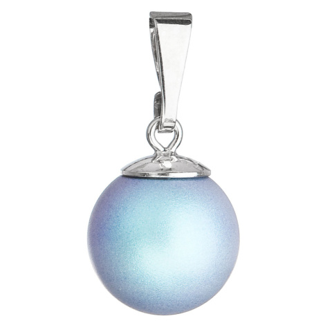 Evolution Group Stříbrný přívěšek s kulatou světle modrou matnou  Swarovski perlou 34150.3