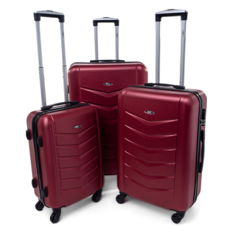 Rogal Tmavě červená sada 3 elegantních skořepinových kufrů "Armor" - M (35l), L (65l), XL (100l)
